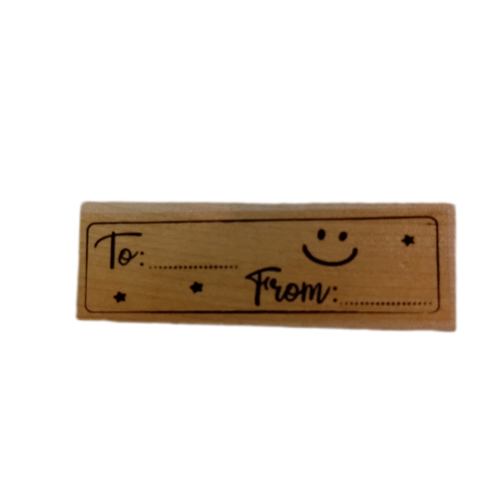 Smiley Face To-From Wooden Stamp